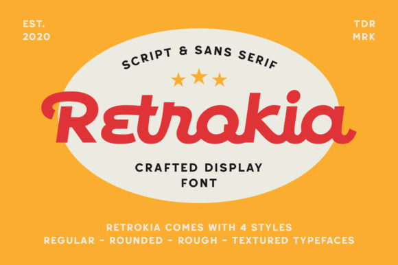 Retrokia: A Bold Display & Script Font for Handmade Brands